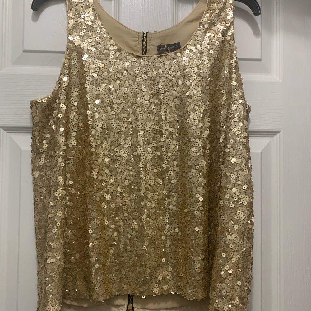 Vince Camuto Gold Sequin Sleeveless Tank